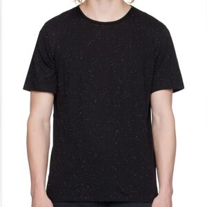 rag & bone Black Speckled T-Shirt Men Large Cotton Short Sleeve Classic Specks